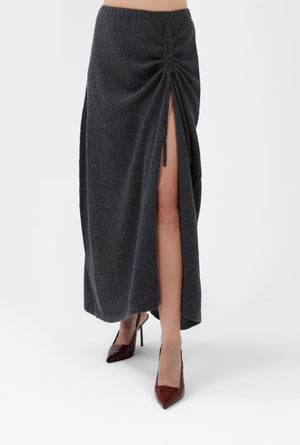 Cashmere Long Skirt in Gray