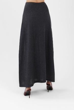 Cashmere Long Skirt in Gray
