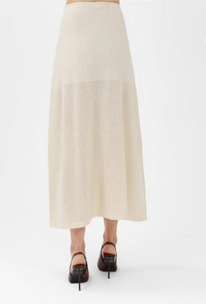 Cashmere Long Skirt in White