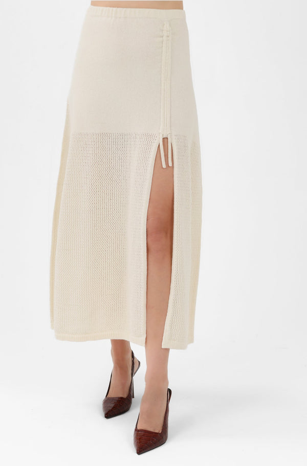 Cashmere Long Skirt in White
