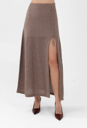 Cashmere Long Skirt in Sand