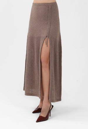 Cashmere Long Skirt in Sand