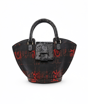 Abanico Large in Red Tartan/Black Leather