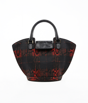 Abanico Large in Red Tartan/Black Leather