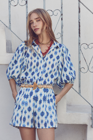 Angel Linen Shirt - Hamptons Print