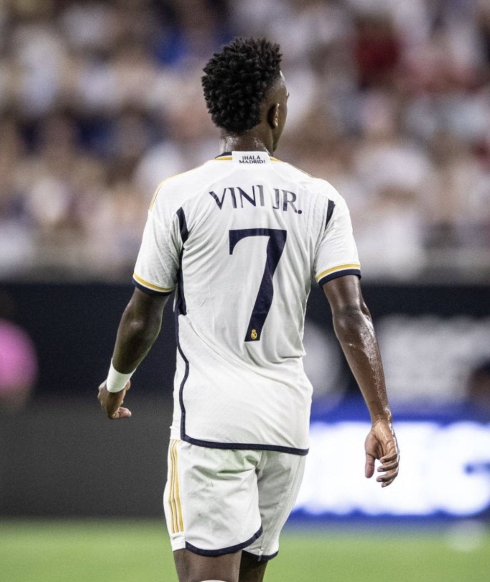 Vini Jr Kids Jersey White/Gold Real Madrid Youth and Toddler Sizes