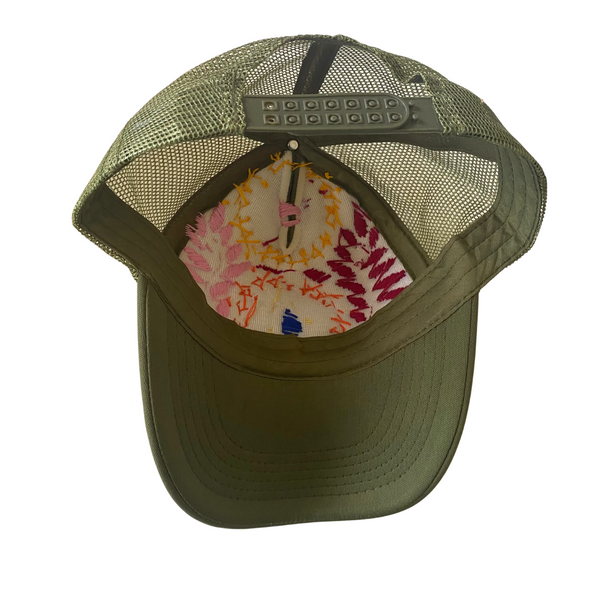 Tulum Hand Embroidered Trucker Flower Hat - Mexico