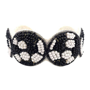 Felt Back Soccer Seed Beaded Cuff Bracelet