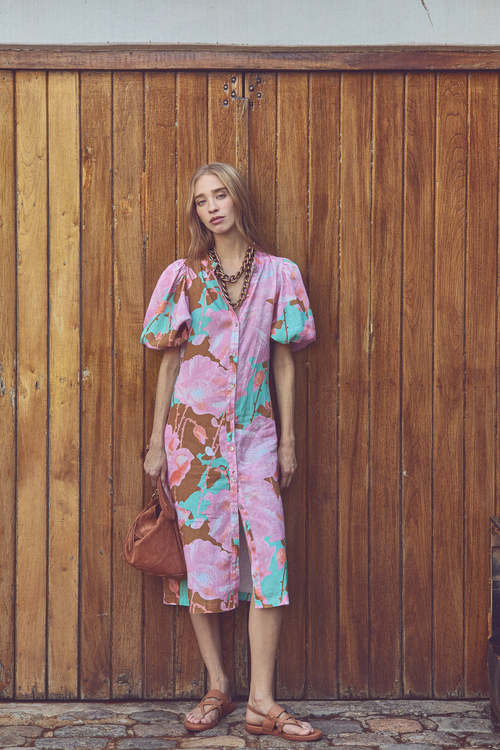 Bubble Linen Dress - Aquarela