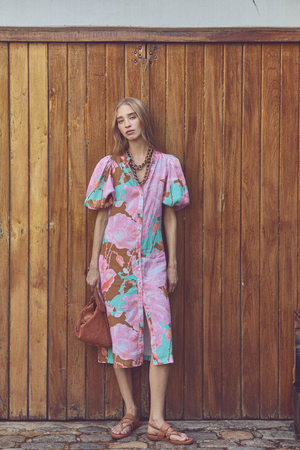 Bubble Linen Dress - Aquarela