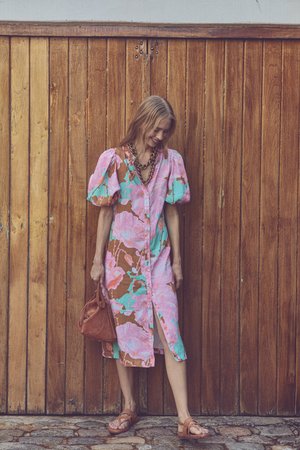 Bubble Linen Dress - Aquarela