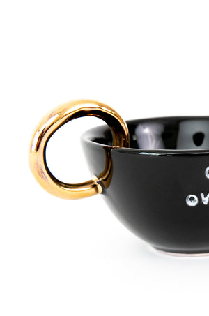 24K Gold Ceramic Con Ovarios.™ Cappuccino Mug In Black