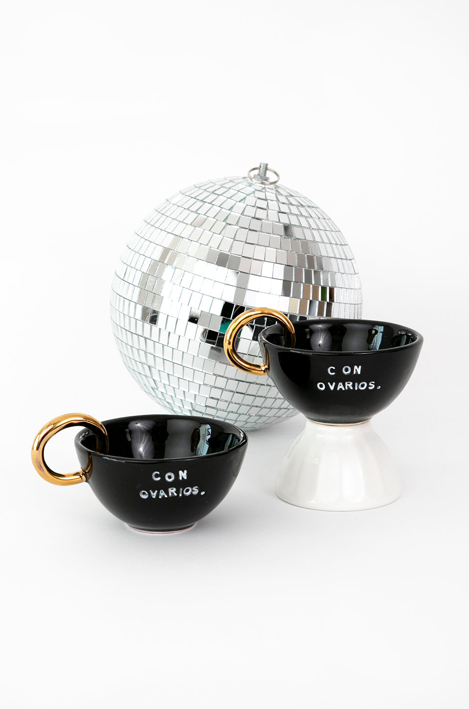 24K Gold Ceramic Con Ovarios.™ Cappuccino Mug In Black