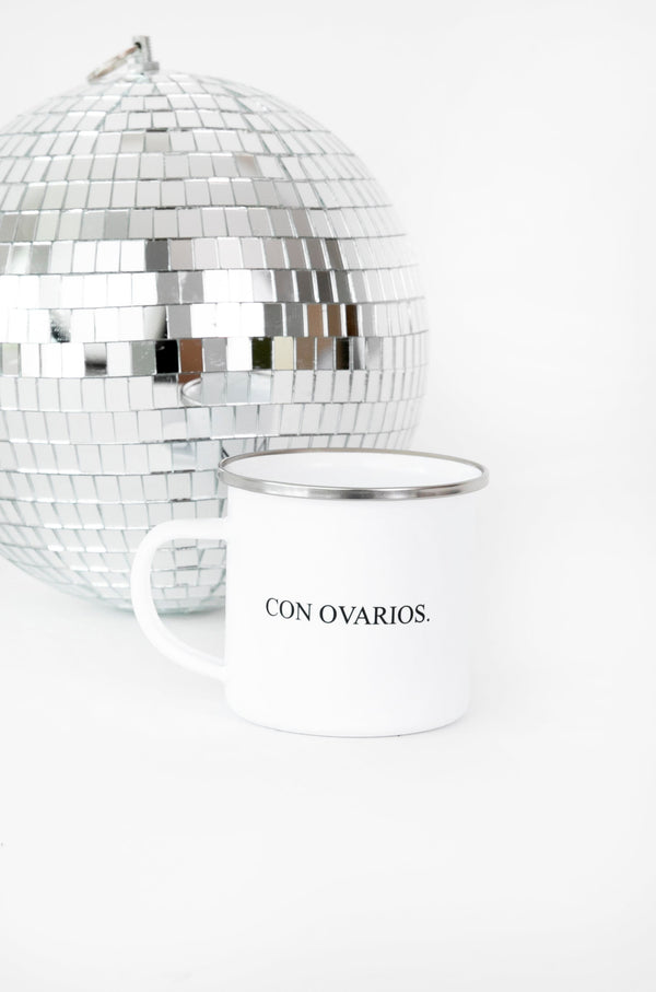 Con Ovarios.™ Enamel Mug (Bundle It and Save)