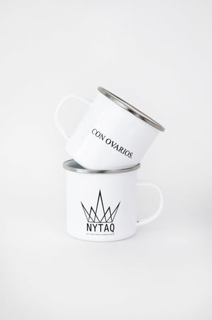 Con Ovarios.™ Enamel Mug (Bundle It and Save)