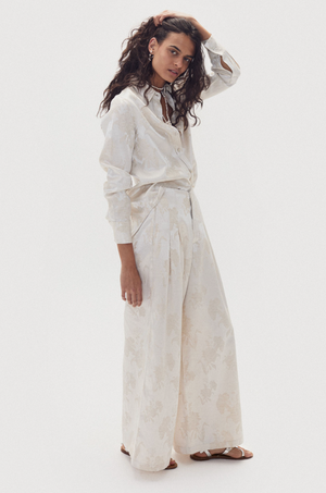 Culotte Brocade Pants - Ivory Garden