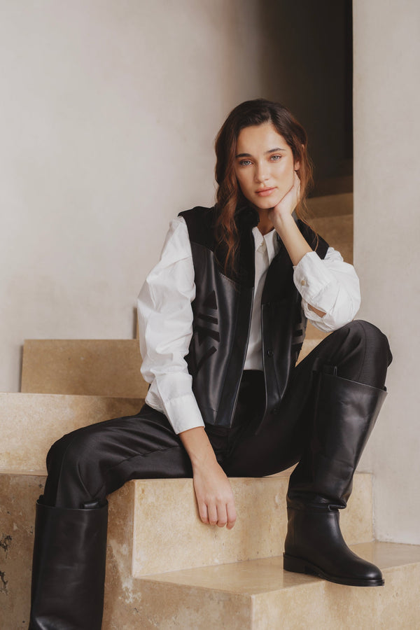 Inca Leather Top - Black