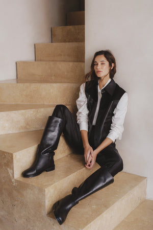 Inca Leather Top - Black