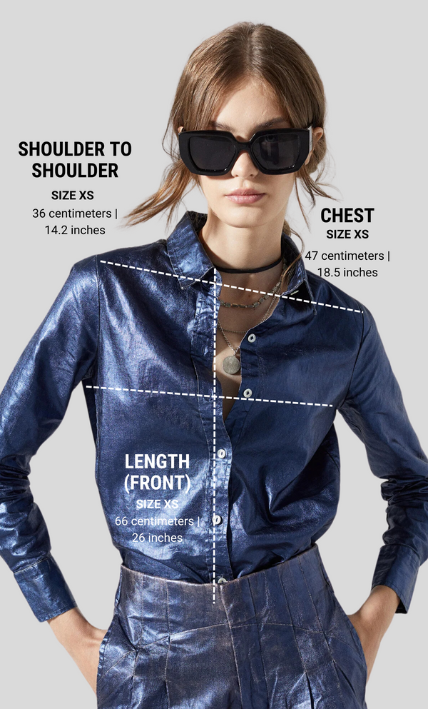 San Marino Metallic Linen Shirt - Dark Blue