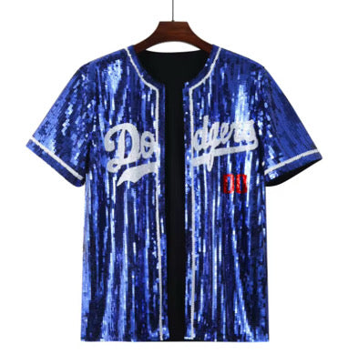 *PLUS SIZE* Sequin open jersey (Blue)