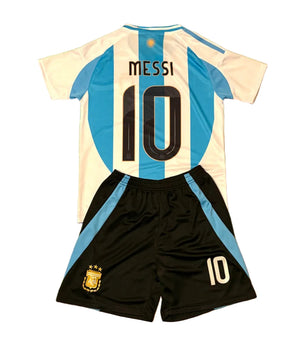 Kids Messi Jersey Kit - Argentina Black Shorts Version Soccer Jersey Set