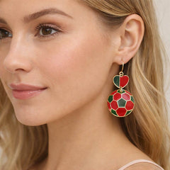 Portugal Flag Soccer Ball Link Drop Earrings