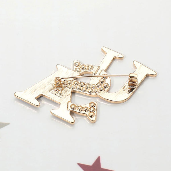 Stone Paved Enamel USA Pin Brooch
