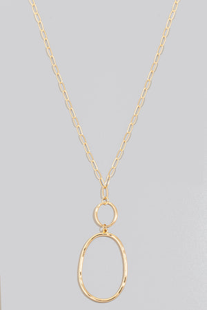 Hoop And Oval Pendant Long Chain Necklace