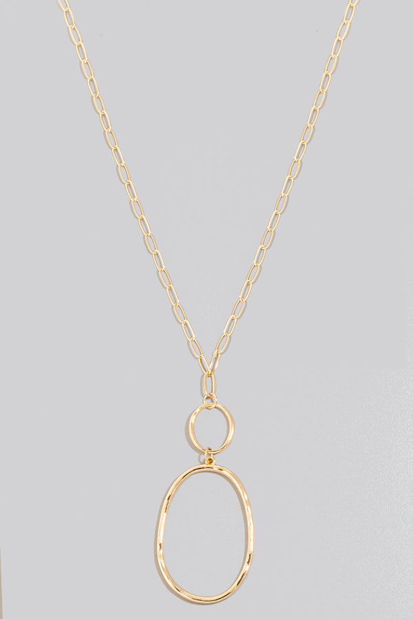Hoop And Oval Pendant Long Chain Necklace