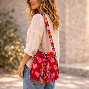 Catalina Hearts Crochet Cross-Body Bag One of a Kind - Mexico