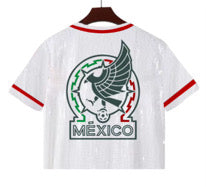 MEXICO Sequin Open Front Top