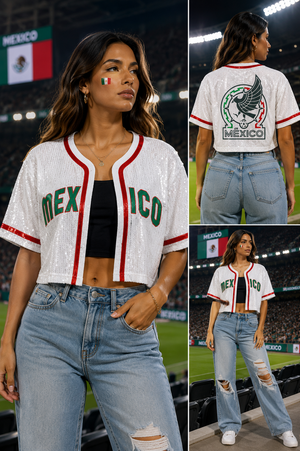 MEXICO Sequin Open Front Top
