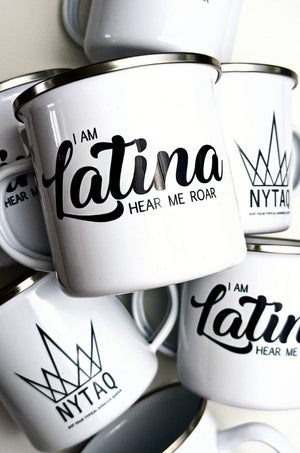 I Am Latina Hear Me Roar Enamel Mug
