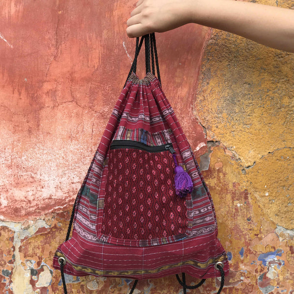Salsa Upcycled Corte Backpack - Unique Guatemalan Handicraft