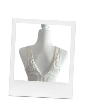 White Ribbed Short Tank Top