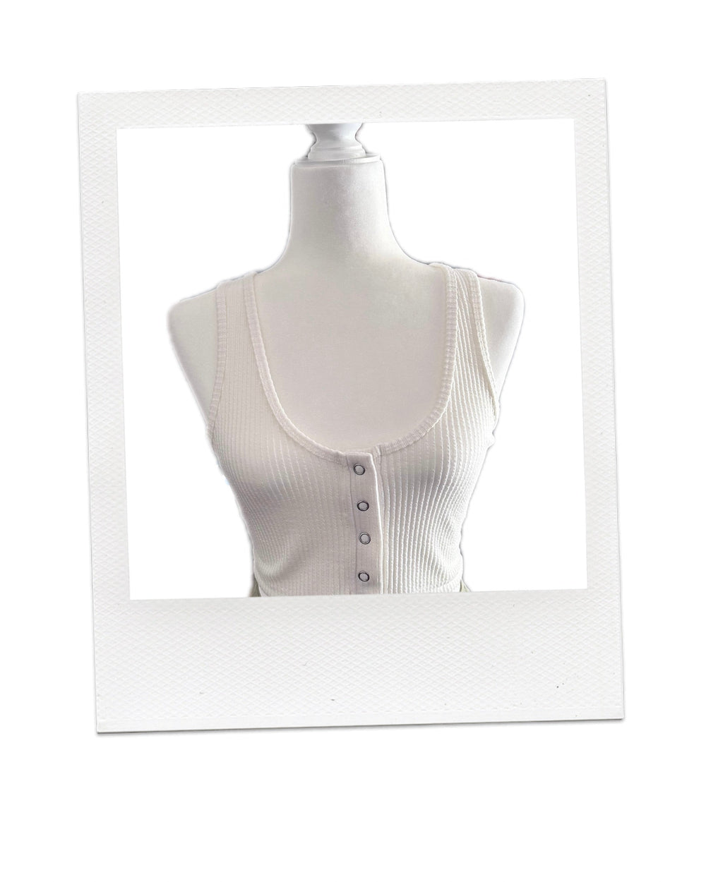 White Ribbed Short Tank Top