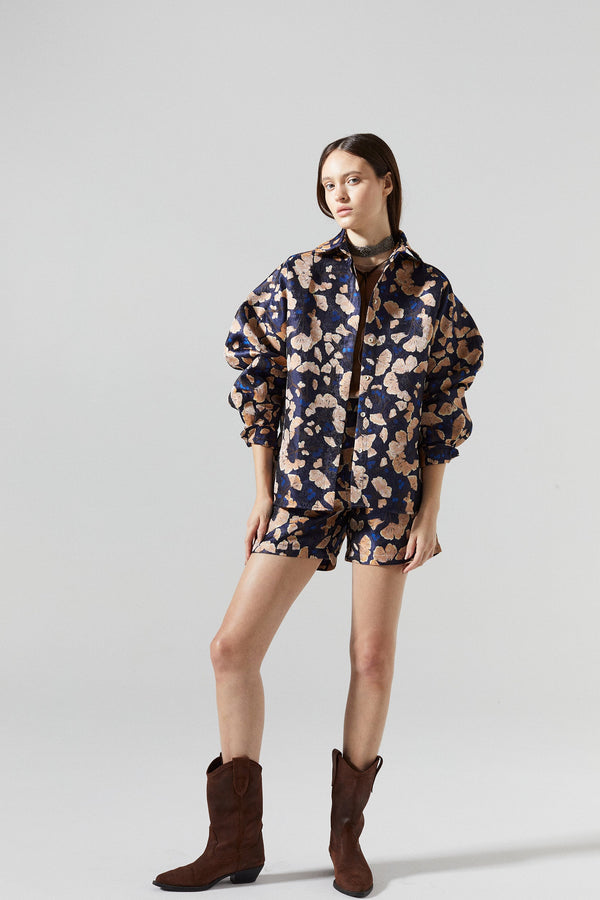 Niwaki Brocade Short - Ginkgo