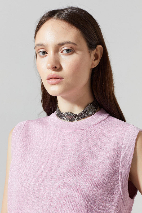 Glitter Knitted Top - Pink
