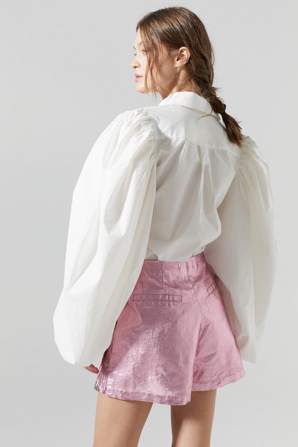 Sunset Linen Short - Metallic Pink w/Lime