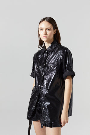 Soho Metallic Linen Shirt - Black