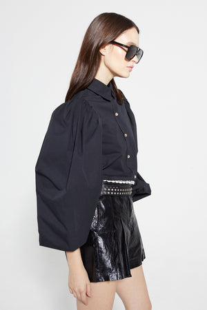 Frida Metallic Linen Shorts - Black