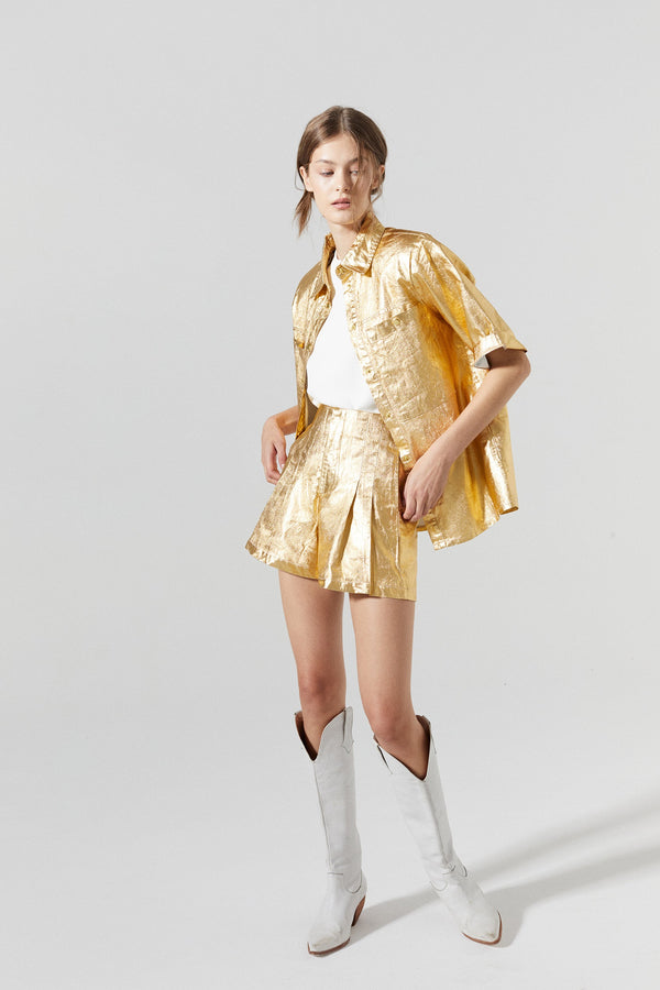 Soho Metallic Linen Shirt - Gold