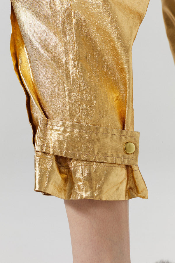 Mercer Metallic Linen Pants - Gold