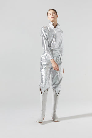 San Marino Metallic Linen Shirt - Silver