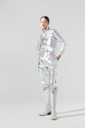 San Marino Metallic Linen Shirt - Silver