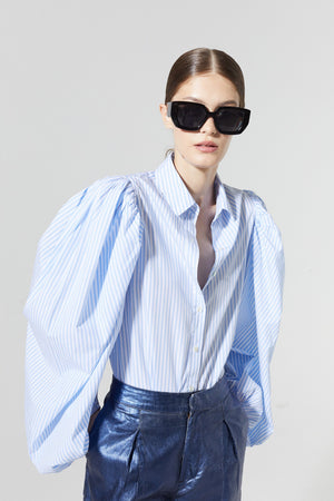Samba Cotton Poplin Shirt - Blue Stripes