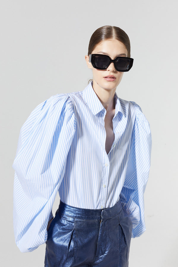 Samba Cotton Poplin Shirt - Blue Stripes
