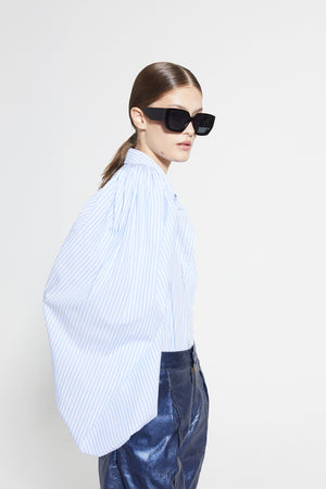 Samba Cotton Poplin Shirt - Blue Stripes