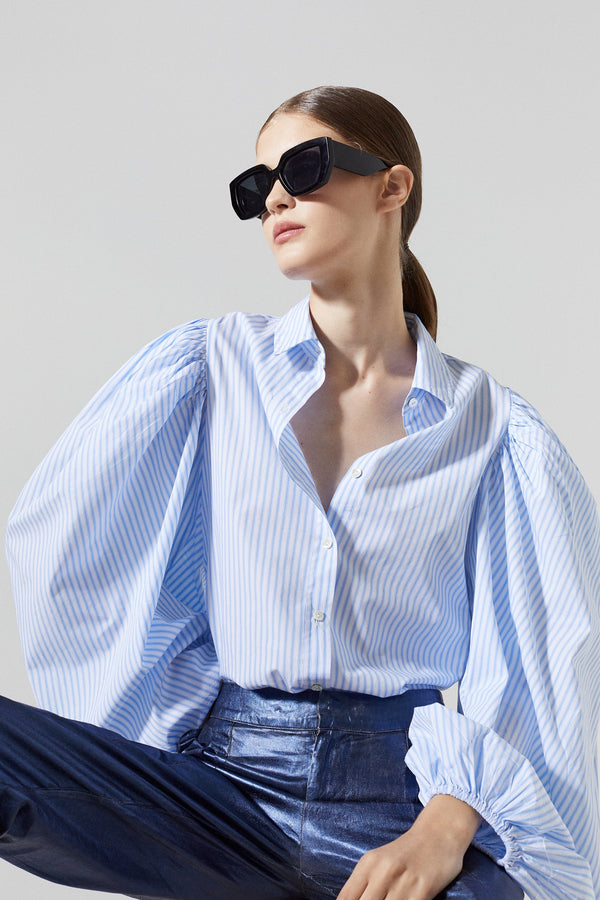 Samba Cotton Poplin Shirt - Blue Stripes