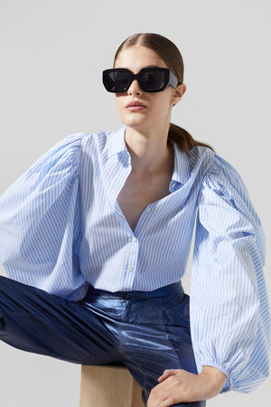 Samba Cotton Poplin Shirt - Blue Stripes